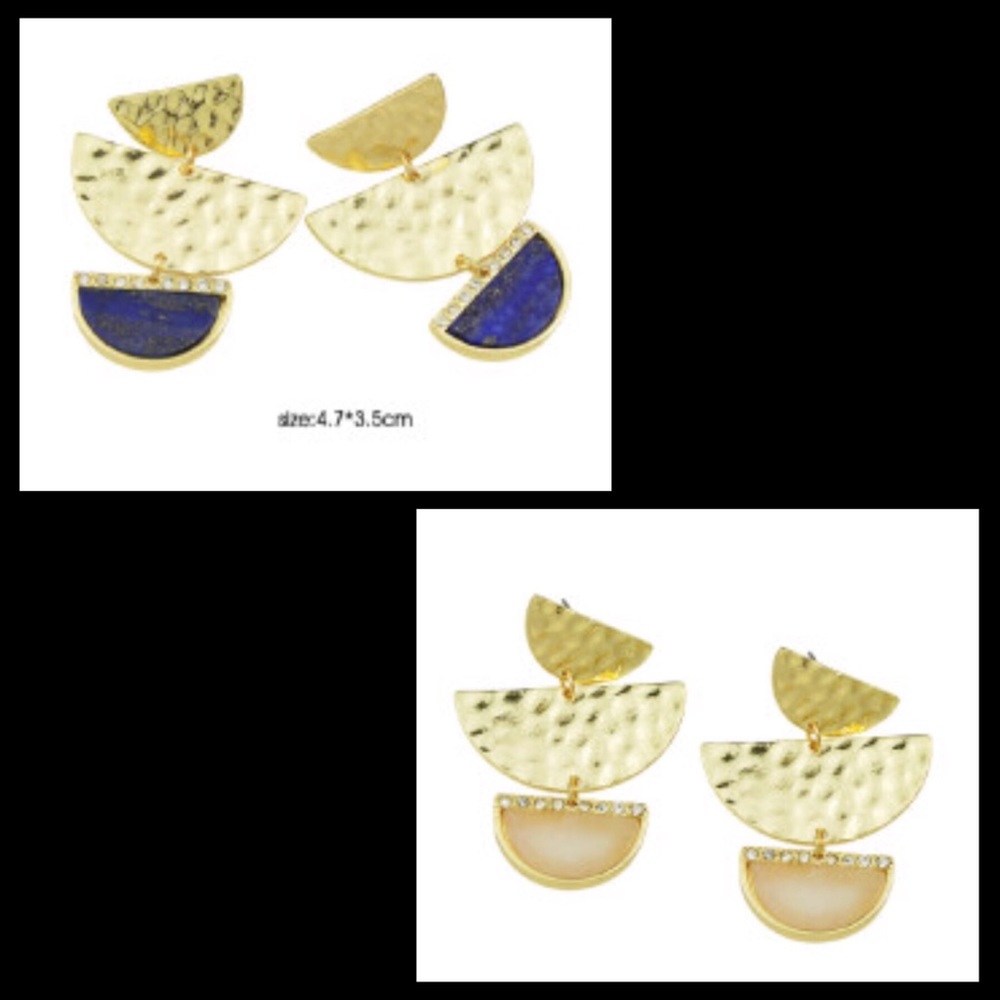 Geo SemiCircle Earrings - Picture 3 of 4